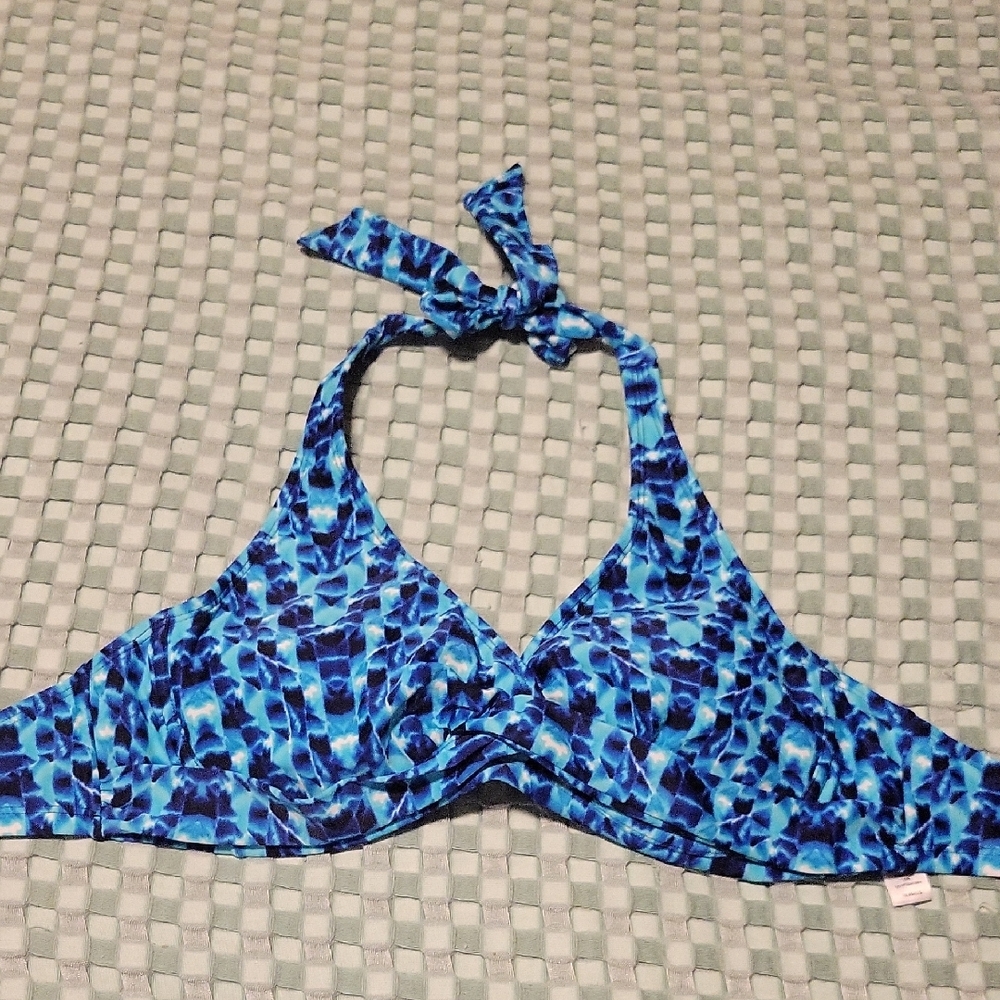 Athleta Blue Patterned Bikini Top